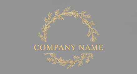 Elegant floral wreath design with company name perfect for branding and logo creation.