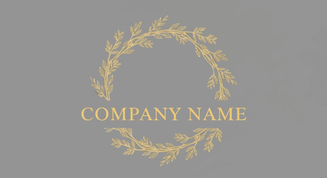 Elegant floral wreath design with company name perfect for branding and logo creation.