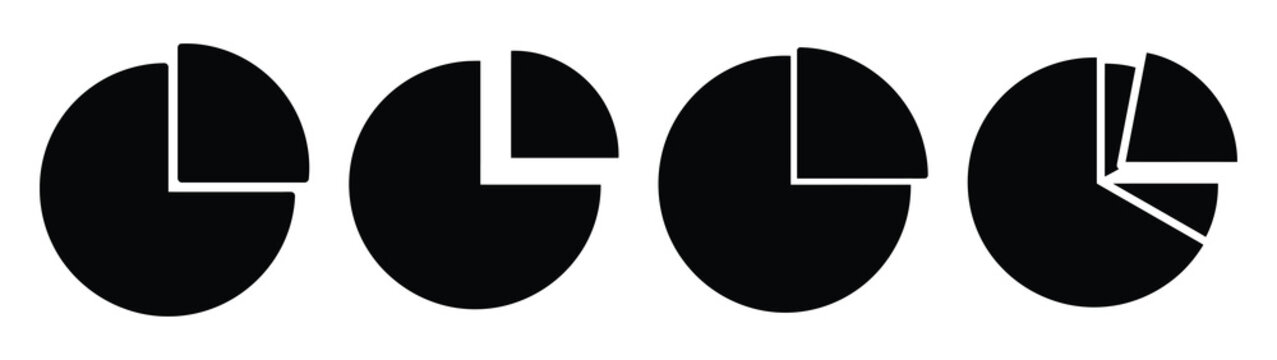 pie chart minimal icon set, black color and white background