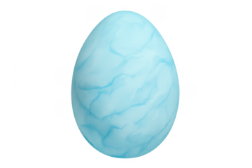 Blue marbled easter egg on transparent background