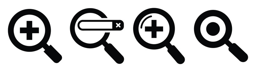 search minimal flat icon set, black color and white background