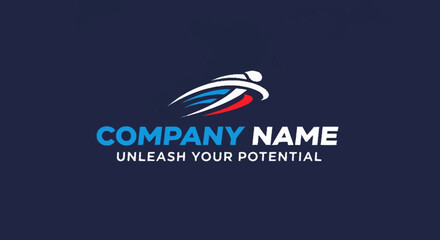 Dynamic abstract logo representing speed and achievement.