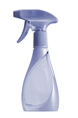 spray bottle, blue plastic, isolated on black