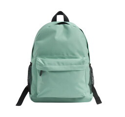 mint green backpack, isolated on white background