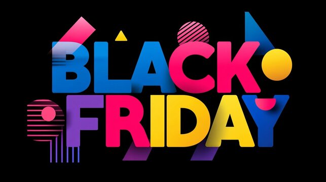Bold Black Friday sale announcement offers discounts and savings with vibrant colors and retro graphic elements