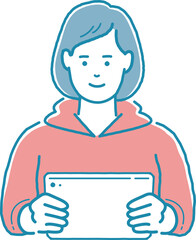 タブレットを使っている女性