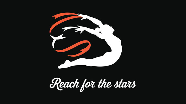 Inspiring gymnast leaping with grace, reaching for success and striving for excellence in a dynamic performance of athleticism and artistry