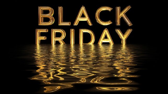Shine bright this Black Friday with golden savings and deals reflected in a luxurious water scene