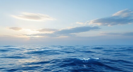 Obraz premium A vast expanse of the ocean with waves crashing against the shore.