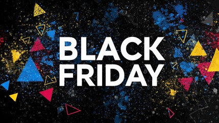 Fototapeta premium Vibrant Black Friday Sale announcement with dynamic abstract shapes and energetic splatter effect