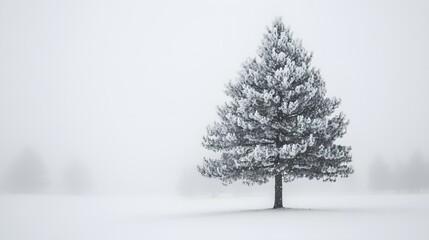 Single tree standing in snowfall high resolution picture