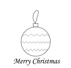 happy christmas text new year ball black outline,