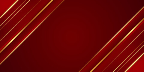 Modern red background with diagonal golden lines creating a strong geometric luxury style.