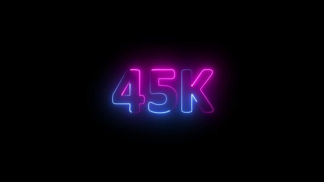 Glowing neon line 31 k text icon isolated,congratulation for 45k. neon 45k Followers Celebration text animation.