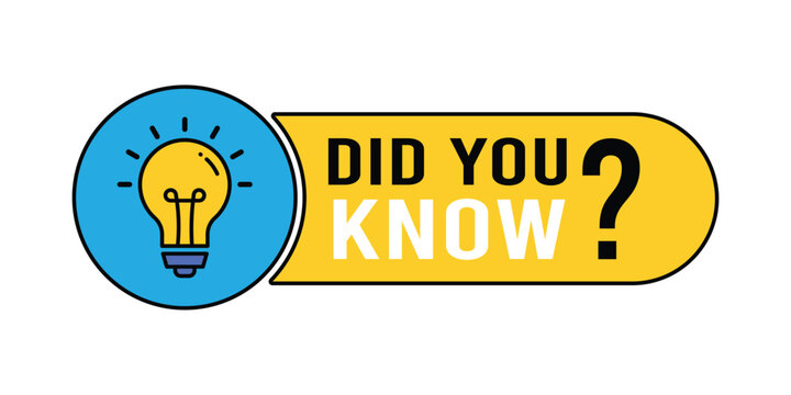 Did you know banner design with light bulb and rays.  label design featuring a bright light bulb and illuminating rays. Logo design. Vector illustration.