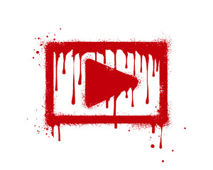 Spray painted graffiti Play button icon. Play button drip symbol. isolated on white background. vector illustration