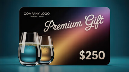 - Gift card with Premium Gift label, multicolor gradient, $250