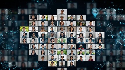 Global digital community connecting in virtual online calls, sharing ideas and innovation. - Powered by Adobe