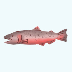 Animal Watercolor Illustration of an Salmon Fish
