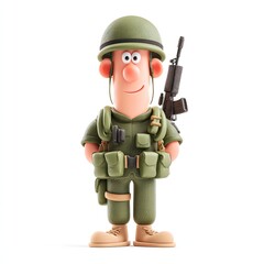 Obraz premium 3D Character Man Soldier Army with Military Uniform 