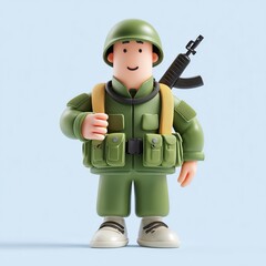 Obraz premium 3D Character Man Soldier Army with Military Uniform 