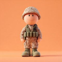 Obraz premium 3D Character Man Soldier Army with Military Uniform 