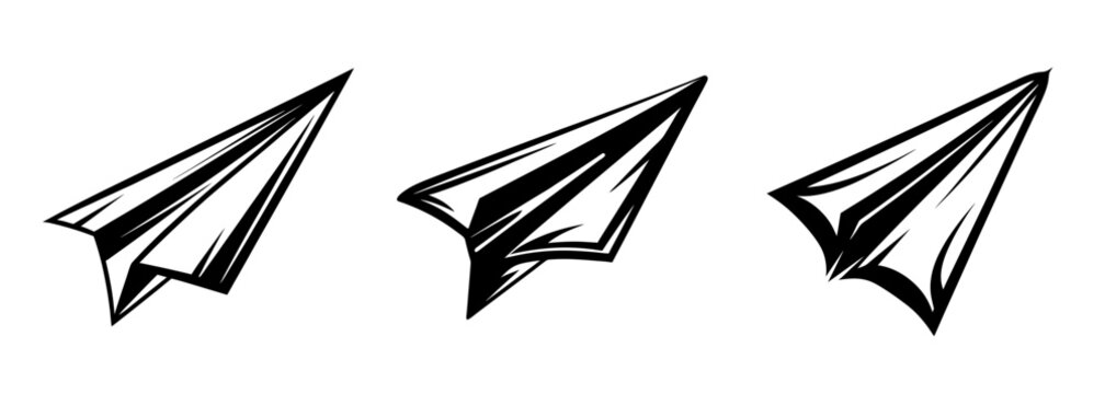 Hand-drawn paper airplanes in flight convey messages or ideas flying through the air creatively