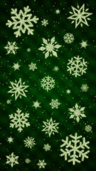 Beautiful Vertical Snowflake Illustration Wallpaper with Shining Light on Green Background