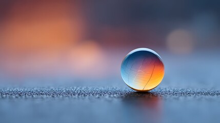 Cracked Glass Sphere Reflecting Sunset and Twilight