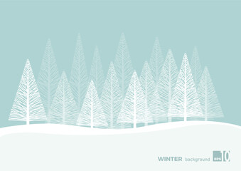 Winter landscape background with fir tree and snow in mountain. Christmas. Abstract vector illustration.