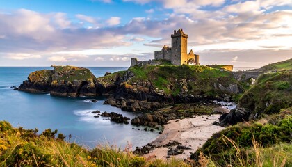 Dramatic Coastal Castle - Dunluce Castle on the Antrim Coastline.