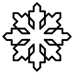 Abstract black outline snowflake symbol for winter season decor