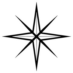 Eight pointed star graphic, navigation symbol, compass rose icon art
