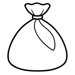 Simple line art illustration of a tied sack, bag, or pouch icon