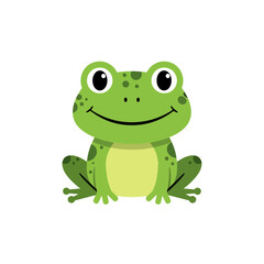 Cute Cartoon Frog Sitting Illustration - Adorable Amphibian Character
