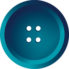 A Teal Blue Circular Button With Four White Holes Centered On A Transparent Background With Gradient Shading