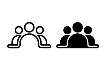 Group of People Icon Set: Outline and Solid Vector for Teamwork, Users, Community, and Crowd Symbol