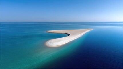 Heart Shaped Sandbank Emerges From Deep Blue Ocean Under Clear Sunny Sky Offering Natural Beauty And Serene Landscape