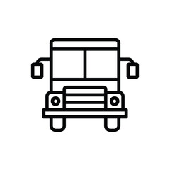 A simplified blackoutlined illustration of the front view of a bus