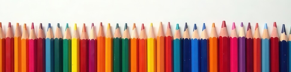Fototapeta premium Collection of various pencils, different colors and lengths, variety, assorted
