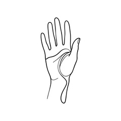 Continuous One Line Drawing of Open Hand Palm Gesture