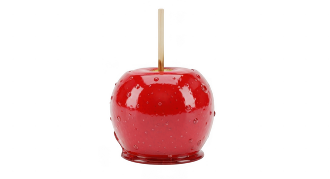Red candy apple isolated on transparent background