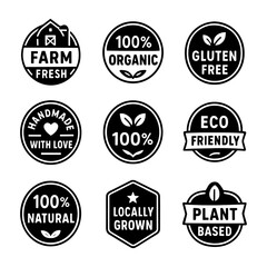 Obraz premium Organic natural badges ,eco friendly, gluten free, farm fresh, handmade