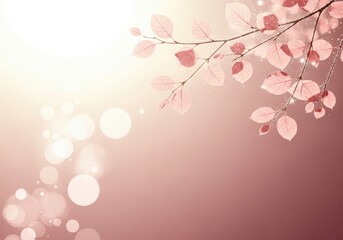 Fototapeta premium Soft focus background with delicate pink leaves and bokeh lights, creating a gentle and ethereal atmosphere for design