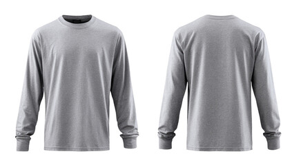 Gray long-sleeve t-shirt, front and back views