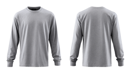 Gray long-sleeve t-shirt, front and back views