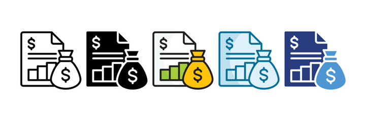 Financial Report Icon Set Multiple Style Collection
