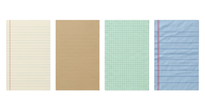 Variety of blank paper sheets for notes isolated PNG with Transparent Background