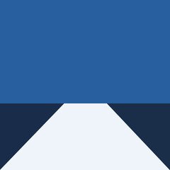 Abstract geometric design featuring blue and white shapes on a flat surface