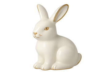 Fototapeta premium White ceramic rabbit figurine adorning easter holidays